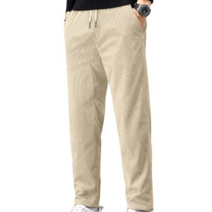 Home men's comfortable corduroy pants | relaxed fit stretch waist trousers for everyday wear